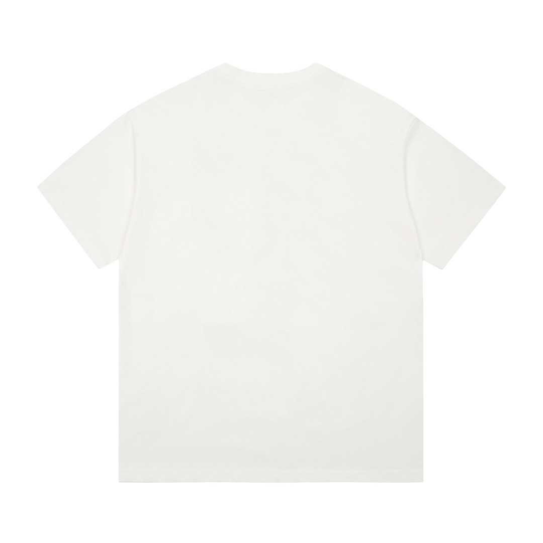 Luxus-Designer-Frauen-T-Shirt Shirt High Edition Family 23ss Buntes Muster-Druck-Kaninchen-Jahr-Hülsen-weißes T-Shirt Männer