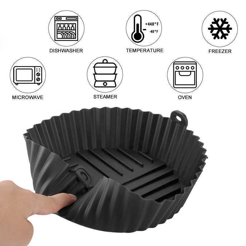 New Silicone Basket Pot Tray Airfryer Liner For Air Fryer Reusable Container Accessories Pan Baking Mold Canister Shape Protector