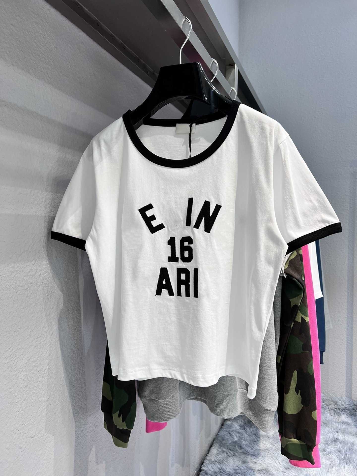 럭셔리 디자이너 여성 T 셔츠 셔츠 셔츠 하이 에디션 봄/여름 전면 자수 16 맞춤 니트 염색 부드러운 편안한 슬리브