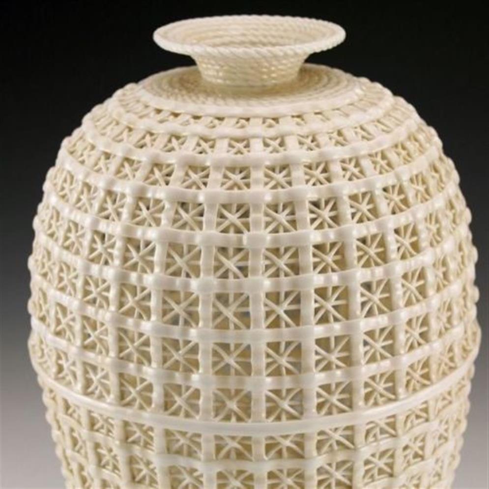 Rare Oriental antique handmade dehua ceramic hollow out big vase2032