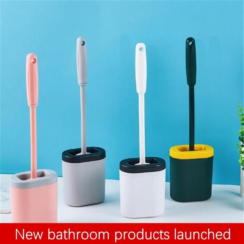 Brosse de nettoyage de toilettes en Silicone, brosse douce à tête plate avec siège fixe à séchage rapide, ensemble d'accessoires de WC cleaning296k