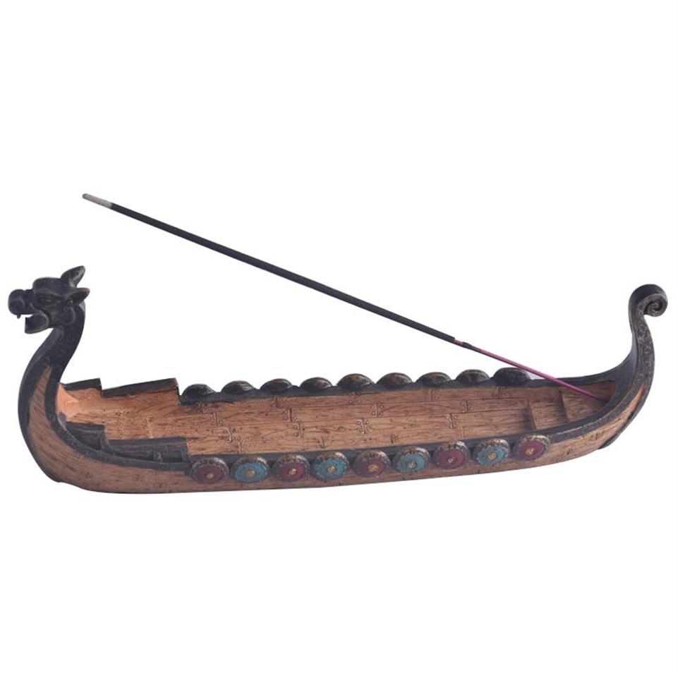 Dragon Boat Incense Stick Holder Burner Hand Carved Carving Censer Ornaments Retro Incense Burners Traditional Design Y01072461