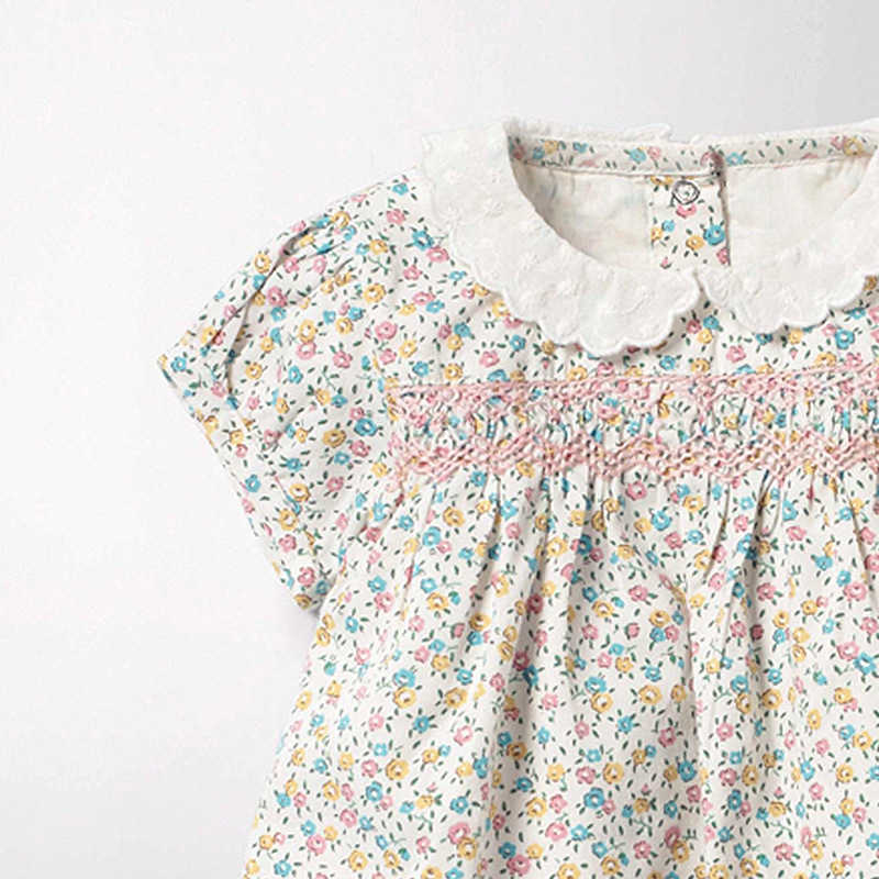 Flickans klänningar Little Maven 2023 Baby Girls Floral Summer Dress Cotton Soft and Comfort Children Casual Clothes Lovely Vestidos för barn 2-7YEA 0131