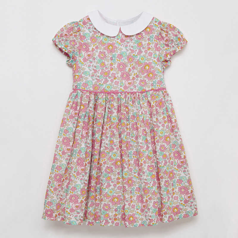 Flickans klänningar Little Maven 2022 Summer Printed Flower Dress Baby Girls Bomull