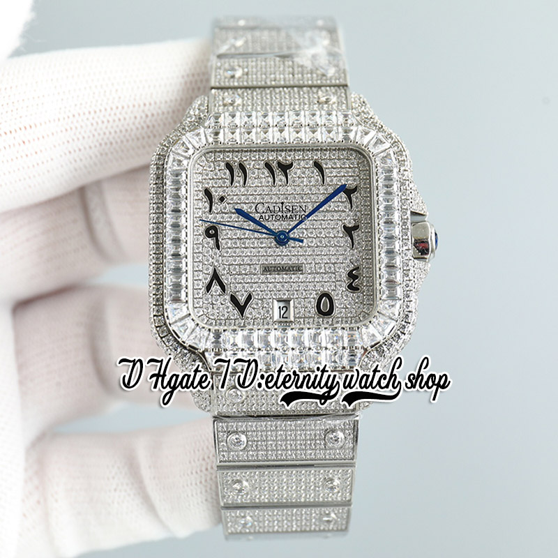 SF tw0005 Diamanti pavimentati M8215 Orologio automatico da uomo Iced Out Grandi diamanti Lunetta Marcatori romani neri Bracciale in acciaio con diamanti Super Edition Orologi gioielli eternità