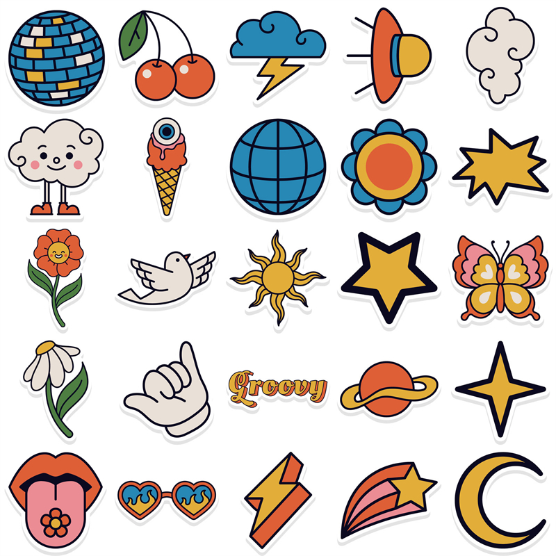 Love and Peace Hippie Stickers Trippy 50st Psykedeliska klistermärken för vuxna tillbehör klistermärken hippie klistermärke packar wes0069310921