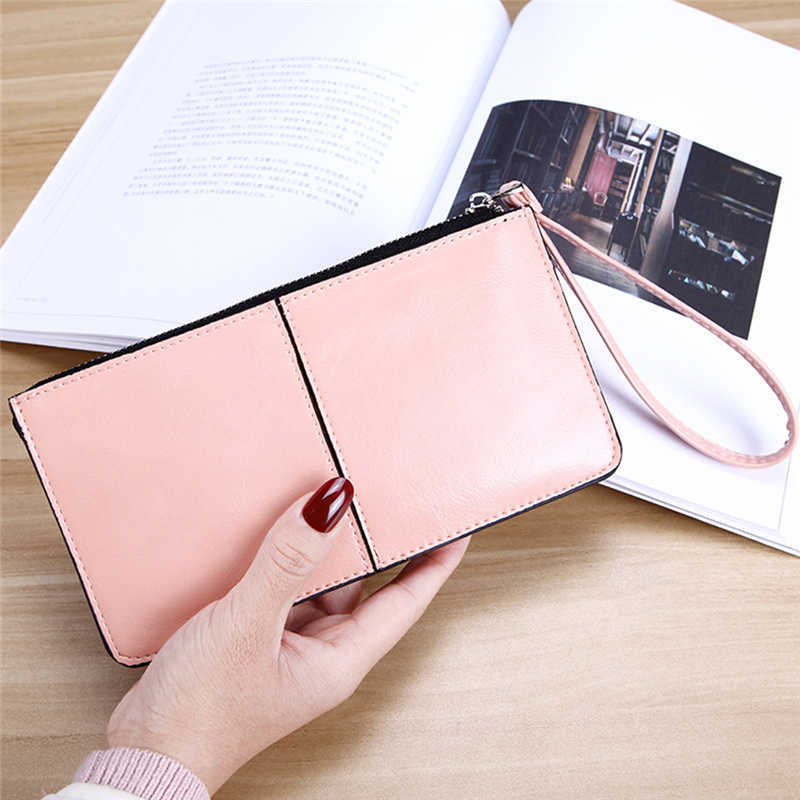 Wallets New Fashion Women Office Lady PU Leather Long Purse Clutch Zipper Business Bag Card Holder Big Capacity Y2301