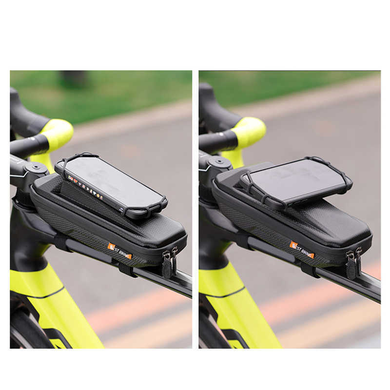 Panniers s Bicycle Front Frame With Phone Holder Waterproof EVA Hard Shell Top Tube Pouch Handlebar Bag For Cycling Bike Accessory 0201