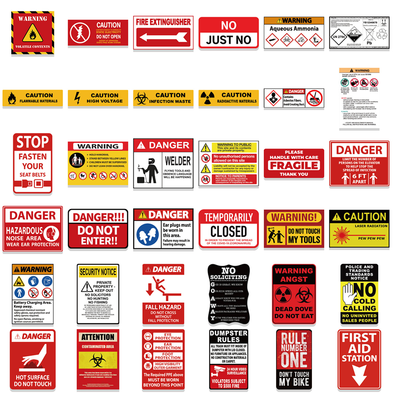 Warning Sign Style stickers Waterproof Vinyl Stickers for Laptop Water Bottle Car Decals TZ-AZ056