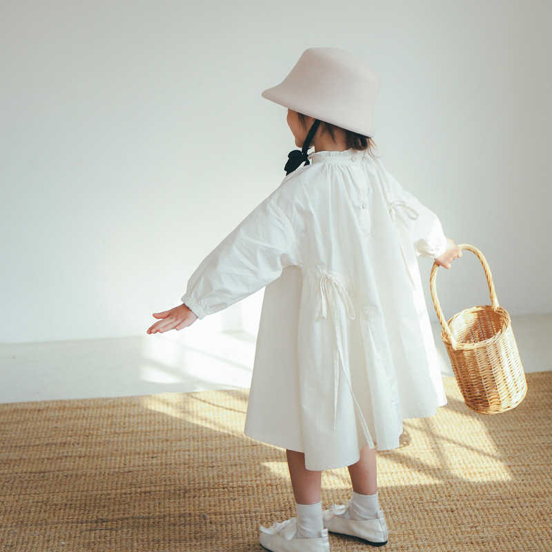 Vêtements de printemps en coton pour filles, tenue ample et décontractée, de Style coréen, robes beiges élégantes, nouvelle collection, #7253