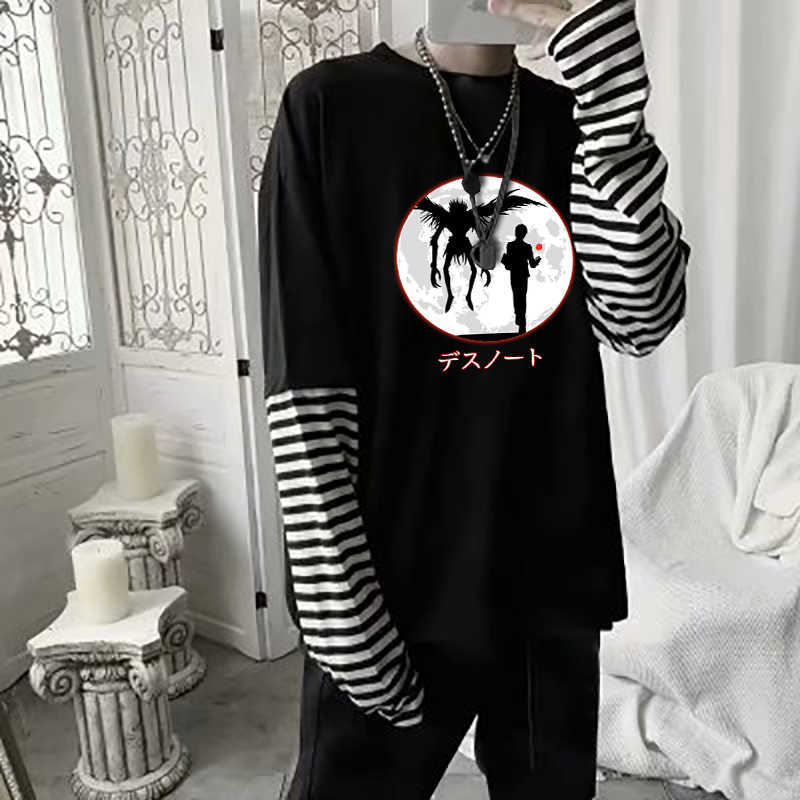 T-shirts pour hommes Japon Anime Manga Death Note T-shirt Harajuku Cool Cartoon Yagami Light Print Manches courtes Vêtements Streetwear Stripes T-shirts Y2302