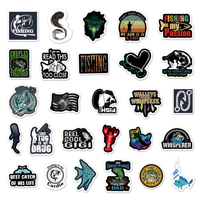 Go Fishing Stickers Outdoor Adventure Waterproof Vinyl Stickers Decals for Kayaks Motorcycle Phone Bicycle Luggage Guita Water Bottles TZ-DY-98AB