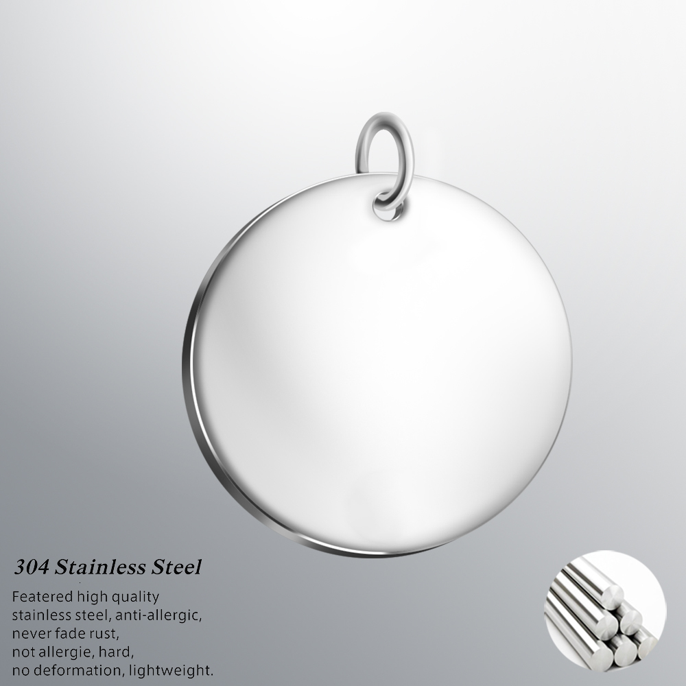 Encantos MYLONGINGCHARM 50 peças espelho polido etiqueta redonda em branco em diferentes tamanhos pulseira de aço inoxidável chaveiro 230131174q