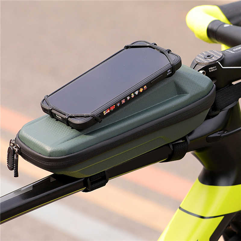 Panniers s Bicycle Front Frame With Phone Holder Waterproof EVA Hard Shell Top Tube Pouch Handlebar Bag For Cycling Bike Accessory 0201