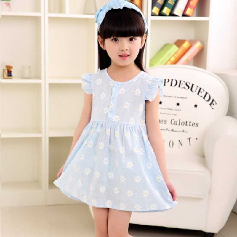 Vestidos de menina 2022 Verão algodão coreano e linho Floral Sundress Filces Dress Dress Salia infantil 0131