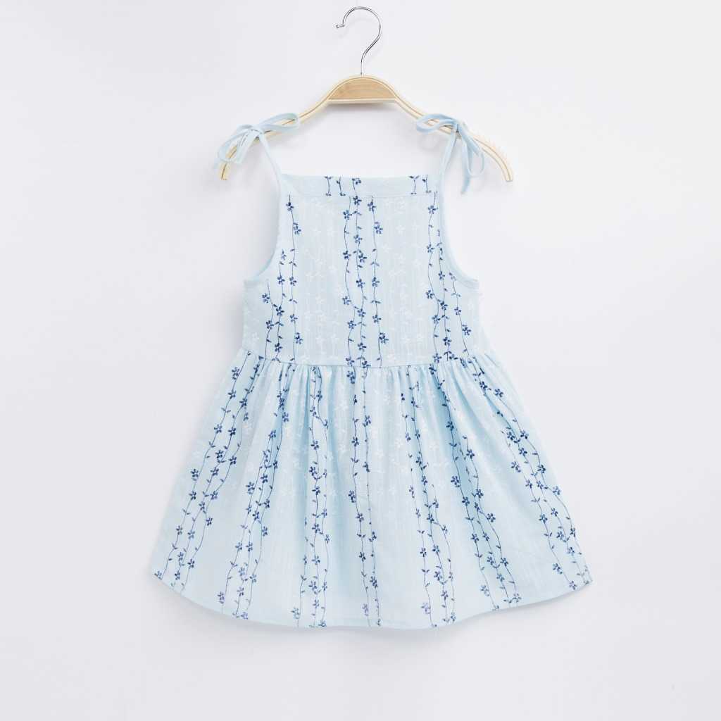 Vestido infantil de verão sem mangas com babados, vestido de musselina de algodão e linho para meninas