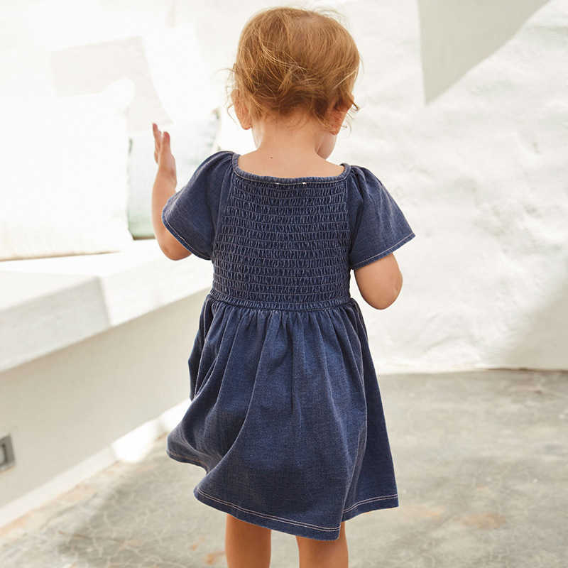 Flickans klänningar Little Maven 2022 Baby Girls New Fashion Summer Dress Denim Stretch Children Casual Clothes Rabbit mjuk och komfort för barn 0131