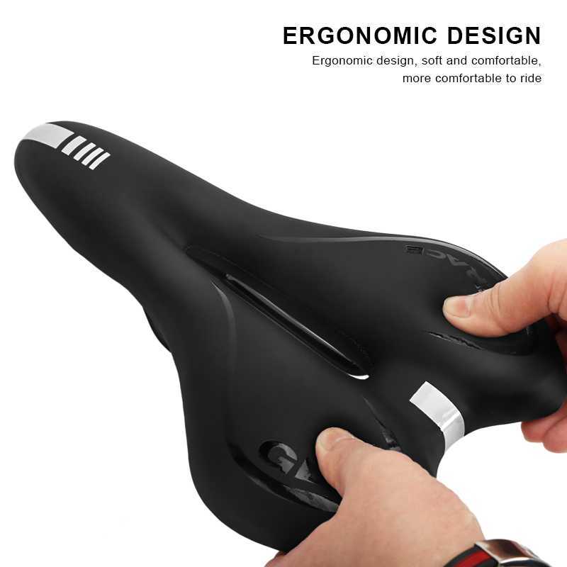 Selle Bici Sella Gel MTB Mountain Road Sedile da ciclismo uomo Donna Pelle PU Silicone Comodo morbido Cuscino antiurto bicicletta 0131