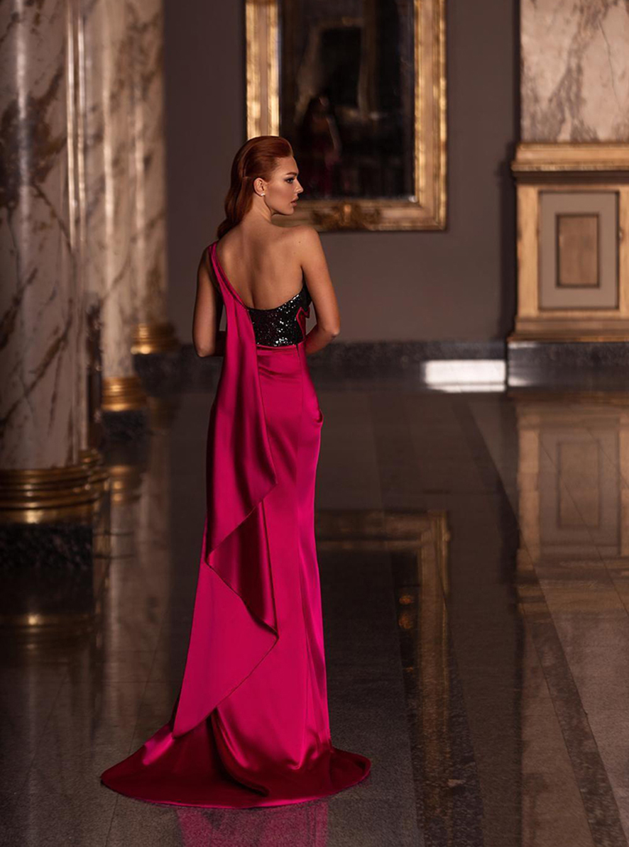 Robe de Soiree One Shoulder Red aftonkl￤nningar Sexig sida delad sida delad l￥nga prom kl￤nningar fest t￤vlingskl￤nning