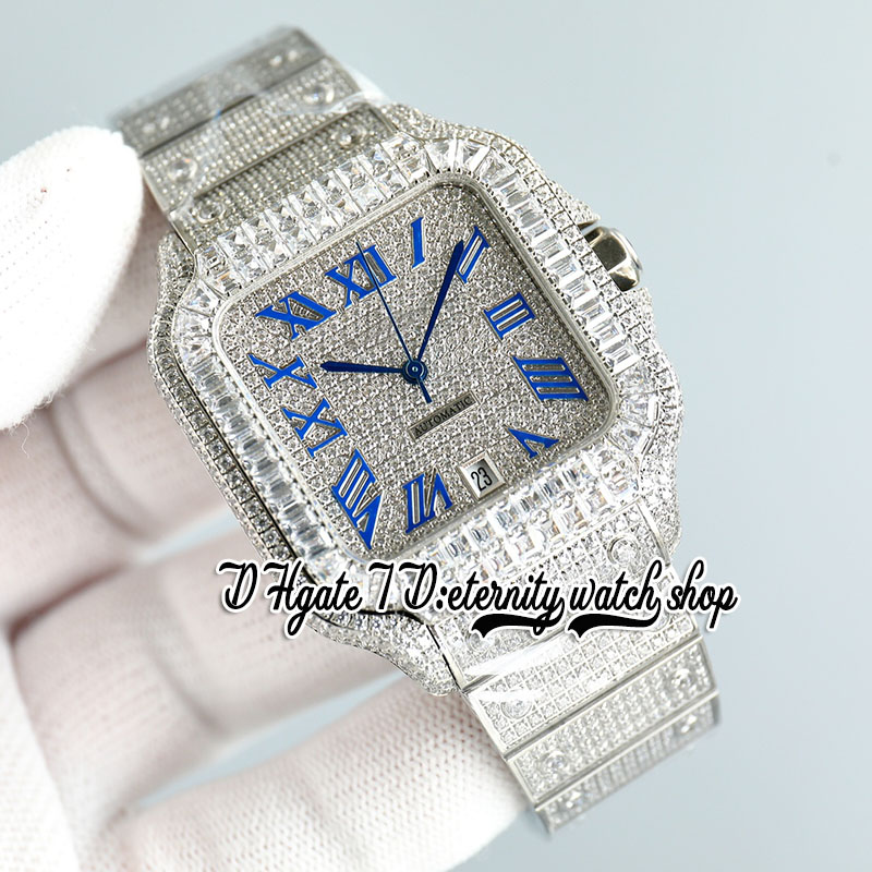 SF T0009 Paved Diamonds M8215 Automatyczne męże Watch lodowane Diamonds Bezel Rainbow Roman Markery Diamentowe stalowe bransoletka Super Edition Eternity Biżuter