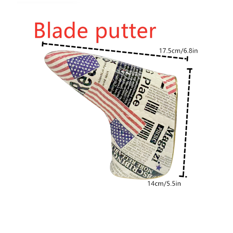 Capa para putter de golfe com fecho magnético, bandeira americana, couro pu, à prova d'água, capa para cabeça de golfe para lâmina putter5800553