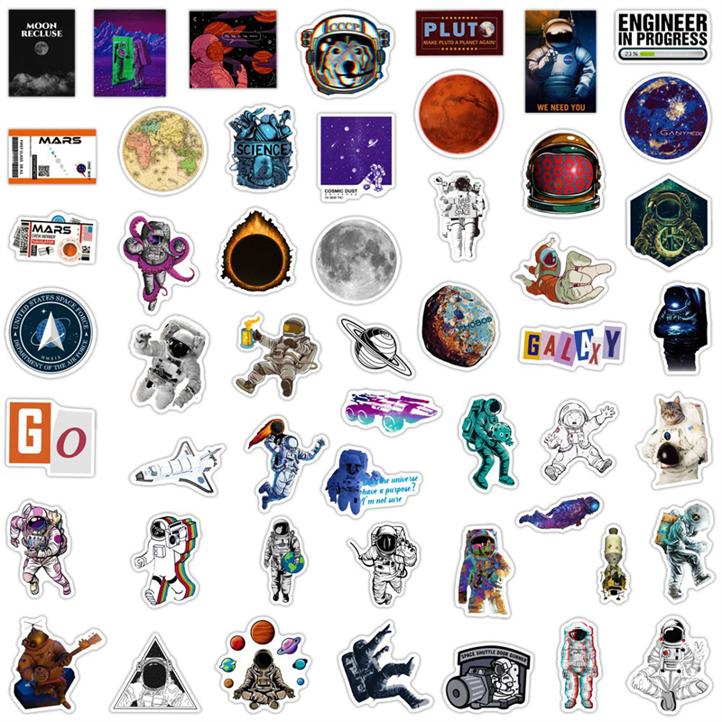 50st NASA LOGO Space Astronaut Graffiti Stickers f￶r DIY Bagage Laptop Skateboard Motorcykelcykelklisterm￤rken KL017-428