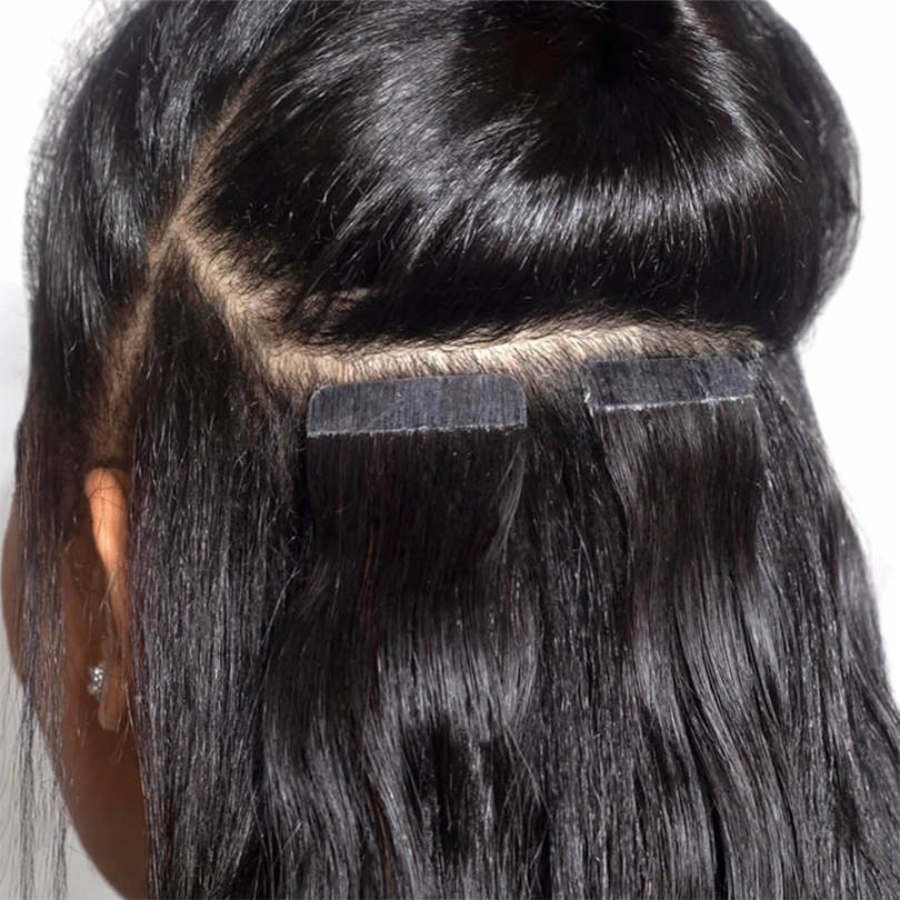 40 pe￧as de pele onda corporal onda de cabelo brasileiro fita de fita adesiva nas extens￵es de cabelo A cor natural pode ser tingida de 8 a 30 polegadas