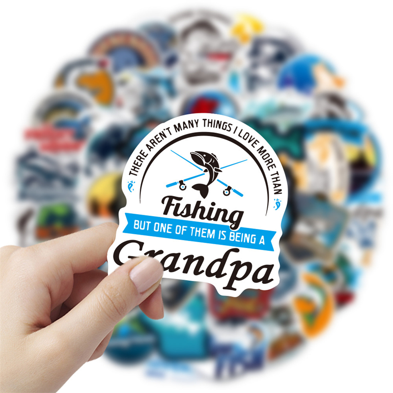 Go Fishing Stickers 50 шт. На открытом воздушном приключении водонепроницаемые виниловые наклейки.