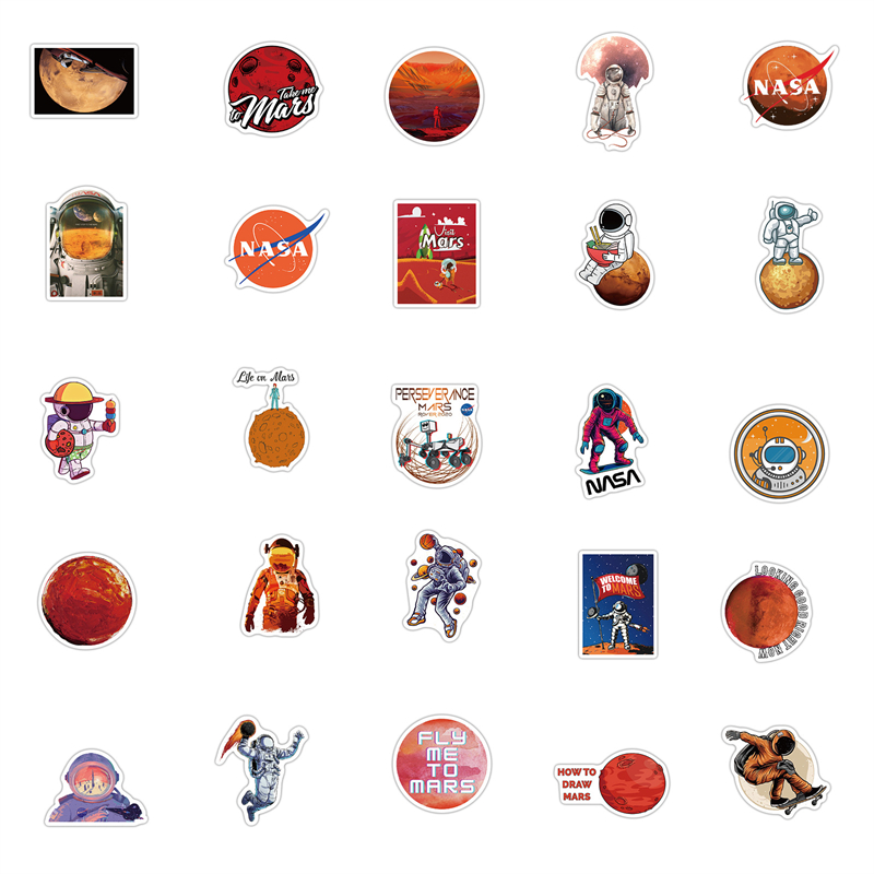 50st Mars NASA Logo Space Astronaut Graffiti Stickers f￶r DIY Bagage Laptop Skateboard Motorcykelcykelklisterm￤rken HT056