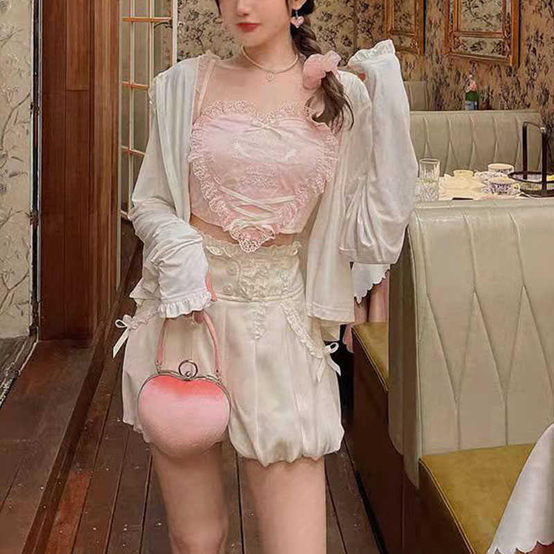 Tanques femininos Camis Anime Harajuku Kaii Bustier Top Top Women Pink Lolita Corset Tops Indie Alternativa Aestética Coreana Moda Casual Casual Y2302