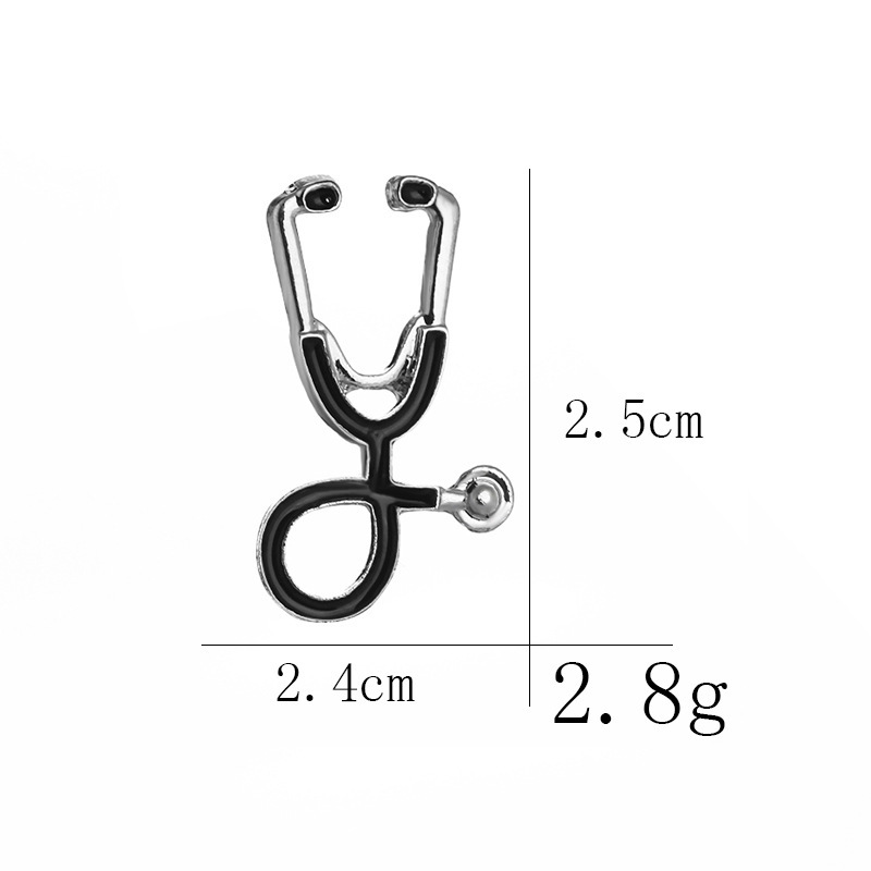 Spille stetoscopio placcato in argento dorato creativo Spilla infermiera Spilla medico Spilla collare smaltata Bel regalo di gioielli