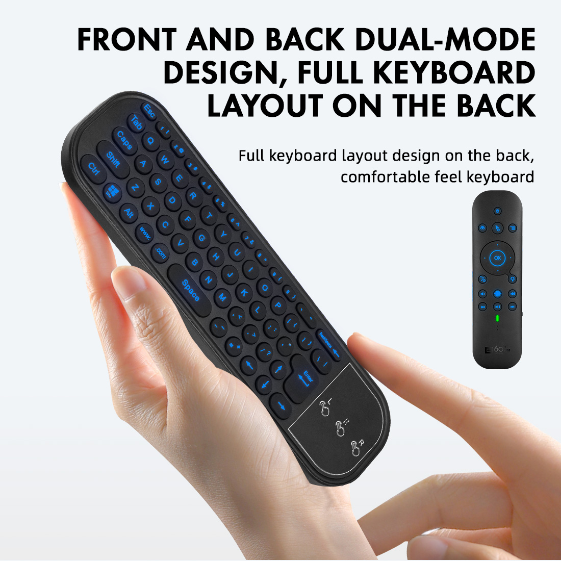 G60S Pro Air Mouse Wireless Voice Remote Contrôle 2.4G Bluetooth Dual Mode IR Apprentissage avec rétro-éclairé