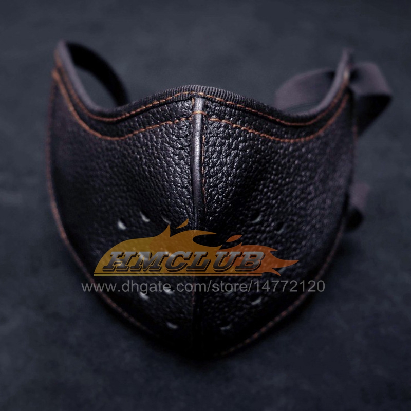 MZZ114 Motorcycle Retro Mask PU Leather Vintage Motorbike Riding Mask Black Brown Punk Style For Halley Masks