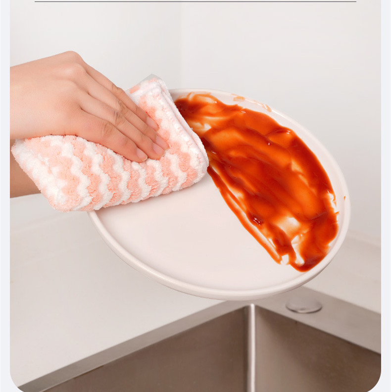 オイルフリーのキッチンクリーニング布食器洗いテーブルボウル用の厚いワイプきれいな布色のストライプスーパー水吸収柔らかい洗浄パッドマイクロファイバータオル