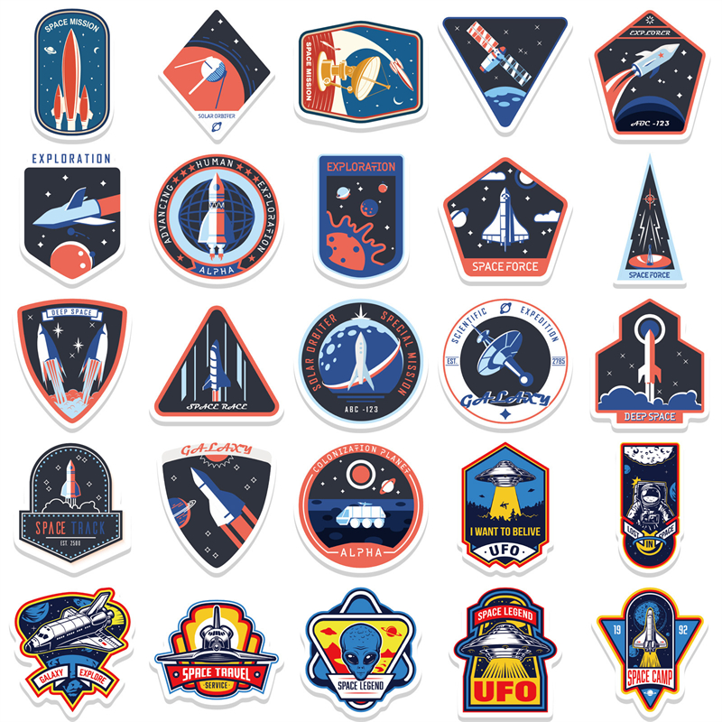 50 stks NASA Logo Space Astronaut Graffiti -stickers voor DIY Bagage Laptop Skateboard Motorfietsfietsstickers WES030