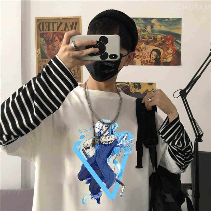 T-shirt da uomo Rimuru Tempest - Quella volta che mi sono reincarnato come una melma T-shirt Harajuku Anime Tops Casual sciolto manica lunga uomo donna T-shirt Y2302