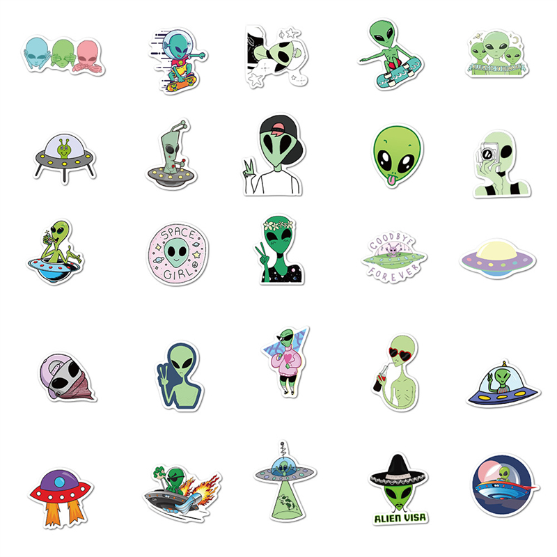 Stickers Alien | Autocollants en vinyle imperméables d'OVO