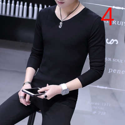 Herr t-shirts 2022 Autumn New Long-Sleeved T-shirt Male Slim Korean version av trenden med Cotton Y2302