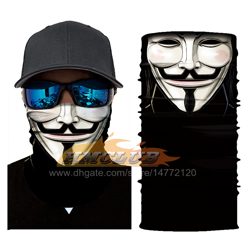 MZZ110 MOTORCYCLE FACE MASK GHOST MASK Biker Head Scarf Neck Masque Skull Halloween Face Shield Mascara Moto Riding Bandanas