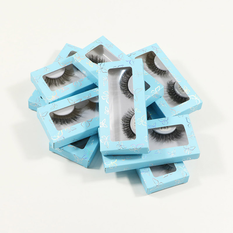Gros 3D soie Faux vison faux cils bande naturelle cils avec emballage en carton papillon