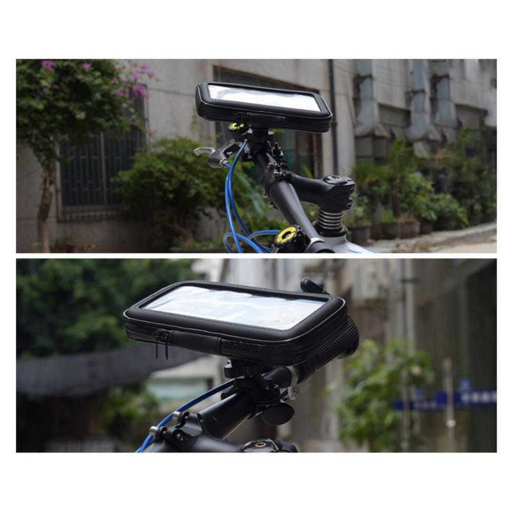Навигация на велосипедную навигацию на 360 ° мобильный телефон с сенсорным экраном Держатель руля водонепроницаемые кронштейны практическая сумка 0201