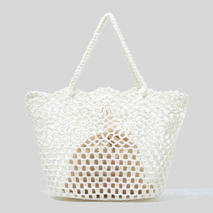 Boodschappentassen Casual Hollow Large Straw Tote Bag Touw geweven bloem vrouwen handtassen Papier Handgemaakte schouder Summer Beach Big Bali Portes 220318