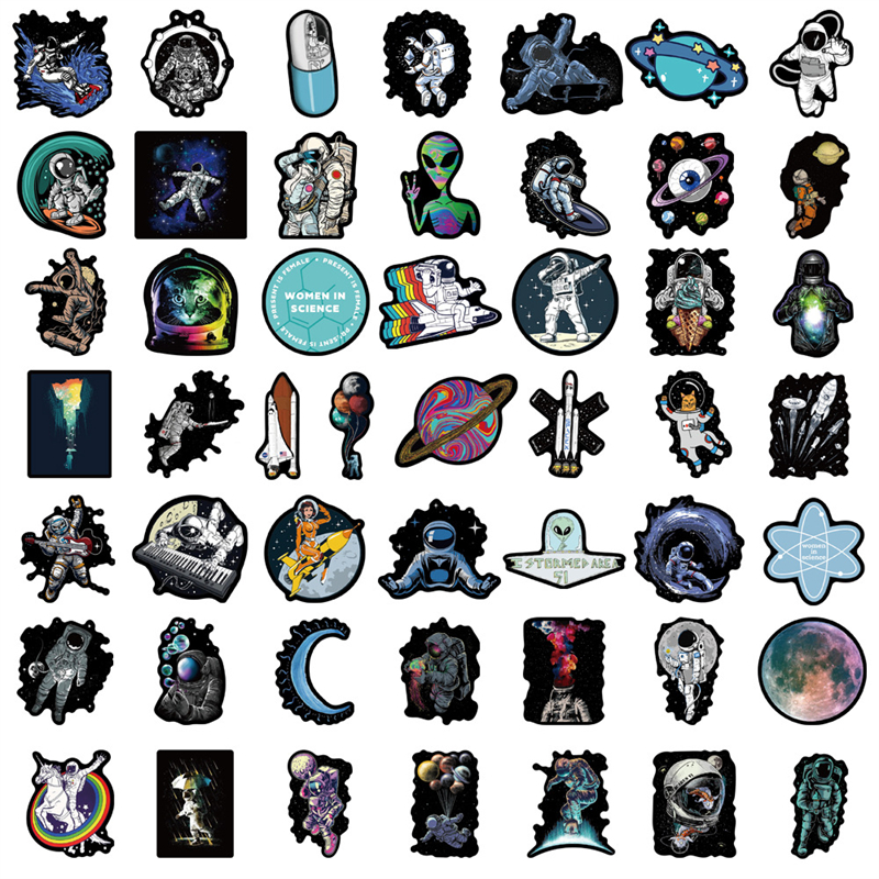 50st NASA LOGO Space Astronaut Graffiti Stickers f￶r DIY Bagage Laptop Skateboard Motorcykelcykelklisterm￤rken FE104