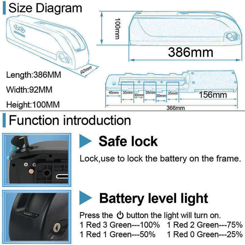 21700 Batteria EBike 48V 52V 15Ah Batteria Samsung 50E Hailong Downtube kit motore Bafang Tongsheng 500W 750W 1000W 1500W