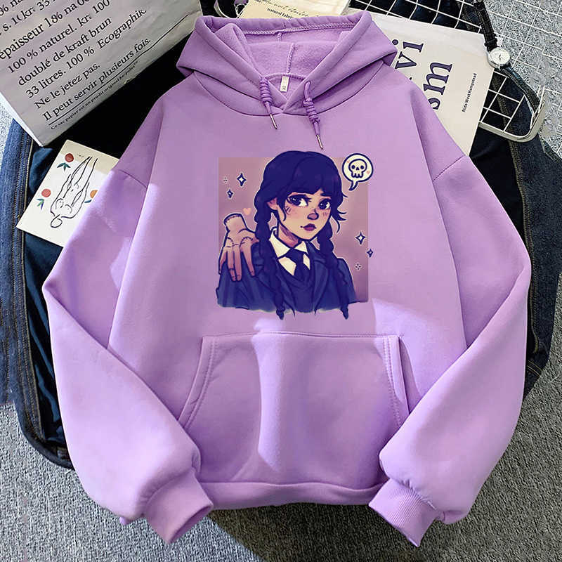 Women's Hoodies Sweatshirts Wednesday Addams Unisex Gothic Casual Manga Graphic Sweatshirt Vintage/retro Men/women Four Seasons Polyester Fleece Top Y2302