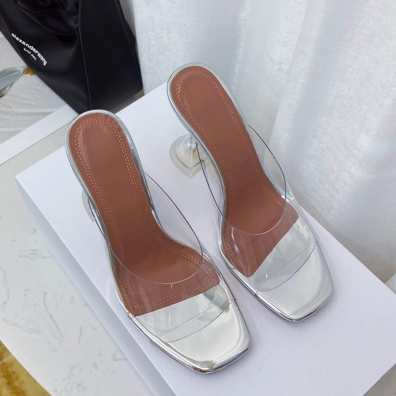 Designer Sandals Cinderella Crystal Sandals Pink Rubber Slippers Women High Heels Leather Slippers White Transparent Slippers Summer Flip Flops