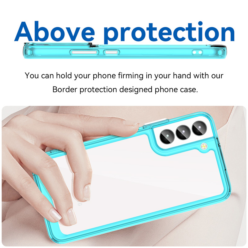 Premium Clear Hybrid Phone Cases för iPhone 15 Pro Max 14 Samsung Galaxy S24 Ultra Plus A55 A35 A15 Google Pixel 8 7A 7 Hard Shell Bumper Back Covers