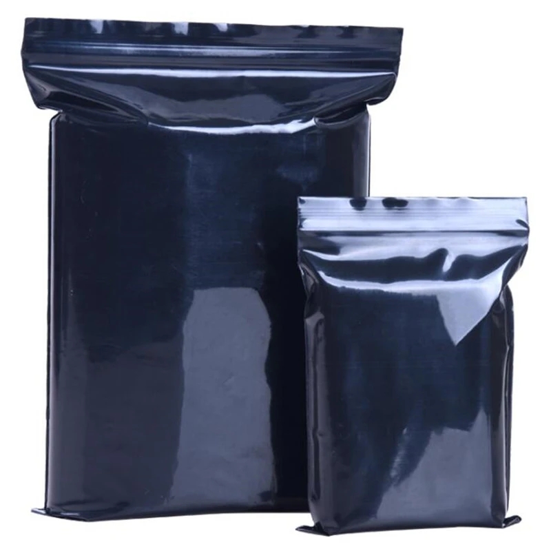 Flerstorlekar förpackningspåsar Reclosable Zip Package Puches Svart Tätande plastförvaringspåsar