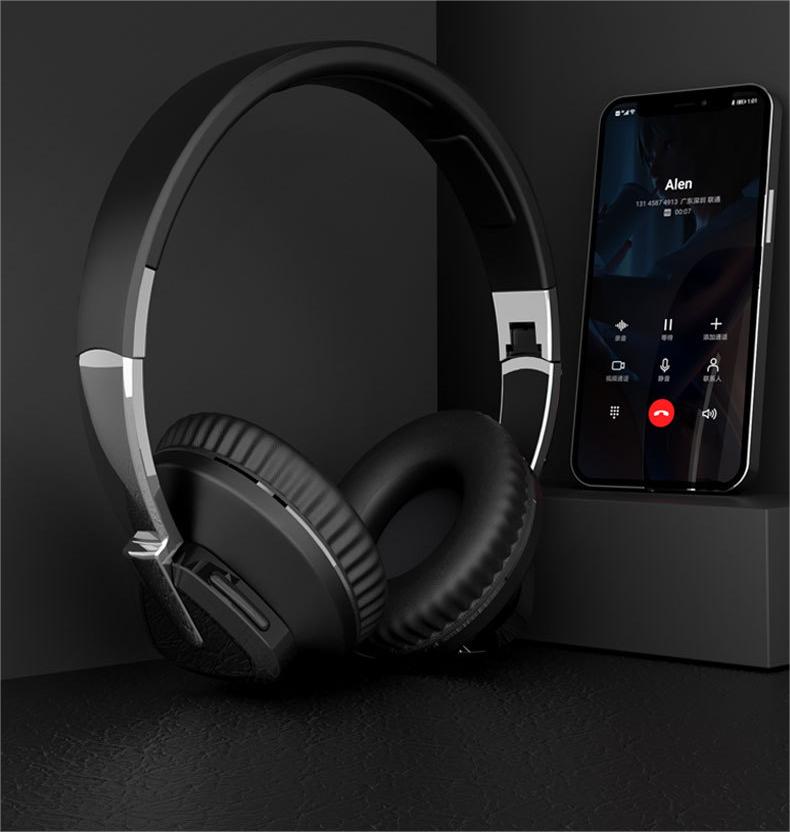 Tr￥dl￶st Bluetooth -h￶rlurar headset Earphone Earmuffs Computer Gaming Head Mounted Music 9D Shock Bass 40mm Typhon HD Microphone Panoramic Stereo