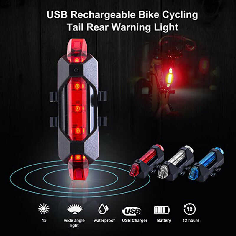 s 4 Modes Bicycle Tail USB Rechargeable Cycling Mountain Waterproof Rear Light Warning Lantern Bike Lamp 0202